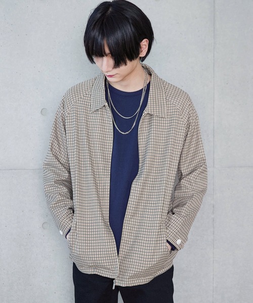 D Factory（ディー ファクトリー）の「コットンツイル デニム ストライプ チェック 無地 ラグランスウィングトップ/ジップアップブルゾン（ブルゾン・メンズ・インディゴブルー/チェック/グレー系その他/ブラック・L/M）」の14枚目の写真