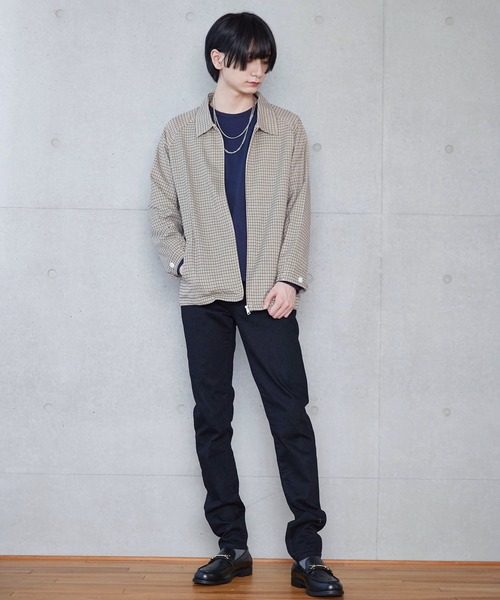 D Factory（ディー ファクトリー）の「コットンツイル デニム ストライプ チェック 無地 ラグランスウィングトップ/ジップアップブルゾン（ブルゾン・メンズ・インディゴブルー/チェック/グレー系その他/ブラック・L/M）」の15枚目の写真