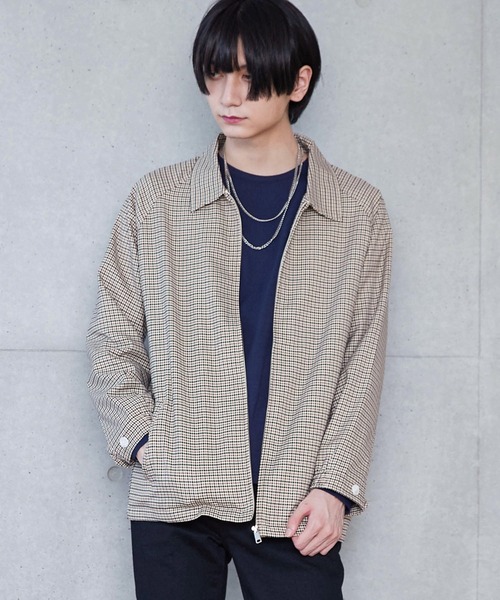 D Factory（ディー ファクトリー）の「コットンツイル デニム ストライプ チェック 無地 ラグランスウィングトップ/ジップアップブルゾン（ブルゾン・メンズ・インディゴブルー/チェック/グレー系その他/ブラック・L/M）」の5枚目の写真