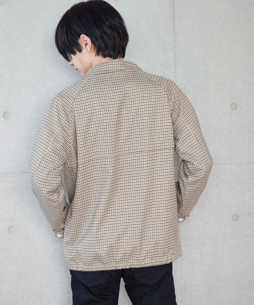 D Factory（ディー ファクトリー）の「コットンツイル デニム ストライプ チェック 無地 ラグランスウィングトップ/ジップアップブルゾン（ブルゾン・メンズ・インディゴブルー/チェック/グレー系その他/ブラック・L/M）」の7枚目の写真