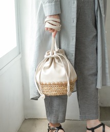 studio CLIP | PUカゴコンビ巾着バッグ(かごバッグ)