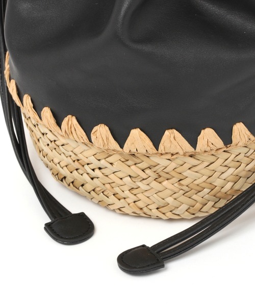 studio CLIP（スタディオクリップ）の「PUカゴコンビ巾着バッグ（かごバッグ・レディース・アイボリー/ブラック・FREE）」の9枚目の写真