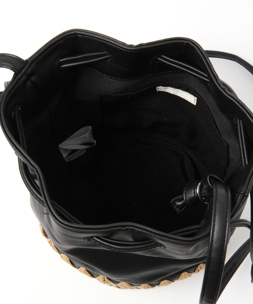 studio CLIP（スタディオクリップ）の「PUカゴコンビ巾着バッグ（かごバッグ・レディース・アイボリー/ブラック・FREE）」の14枚目の写真