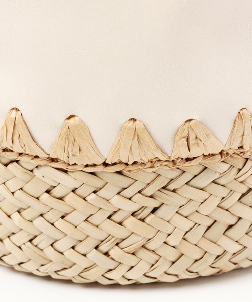 studio CLIP（スタディオクリップ）の「PUカゴコンビ巾着バッグ（かごバッグ・レディース・アイボリー/ブラック・FREE）」の5枚目の写真