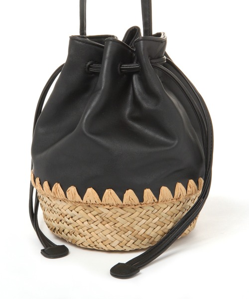 studio CLIP（スタディオクリップ）の「PUカゴコンビ巾着バッグ（かごバッグ・レディース・アイボリー/ブラック・FREE）」の19枚目の写真