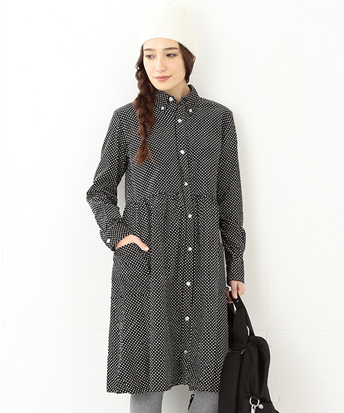 BEAMS BOY（ビームスボーイ）の「BEAMS BOY / ネルシャツワンピース 14FW **（ワンピース・レディース・ブラック/インディゴブルー/ネイビー・ONE SIZE）」の2枚目の写真