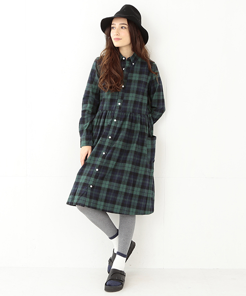 BEAMS BOY（ビームスボーイ）の「BEAMS BOY / ネルシャツワンピース 14FW **（ワンピース・レディース・ブラック/インディゴブルー/ネイビー・ONE SIZE）」の18枚目の写真