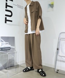 TUTTU | ルーズシルエット セットアップ 半袖ポケットジップシャツ&ワイドパンツ(セットアップ)