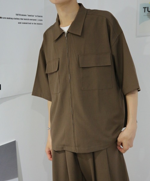 TUTTU（トゥトゥ）の「ルーズシルエット セットアップ 半袖ポケットジップシャツ&ワイドパンツ（セットアップ・メンズ・ネイビー/ブラック/ブラウン・S/M/L）」の10枚目の写真
