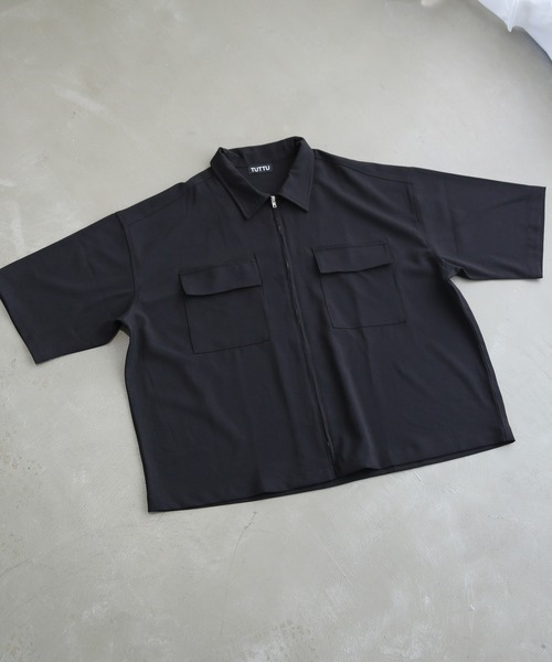 TUTTU（トゥトゥ）の「ルーズシルエット セットアップ 半袖ポケットジップシャツ&ワイドパンツ（セットアップ・メンズ・ネイビー/ブラック/ブラウン・S/M/L）」の12枚目の写真