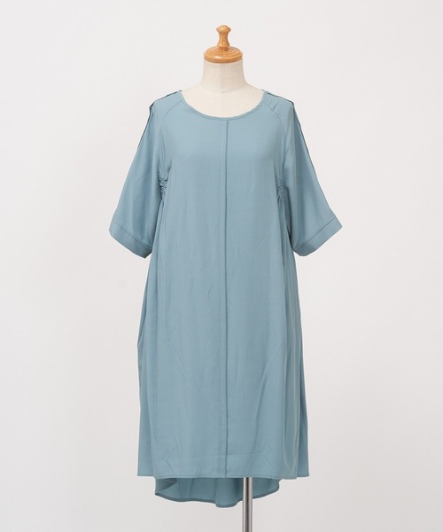 AS KNOW AS de base（アズノゥアズドゥバズ）の「トロミ切り替えワンピース（チュニック・レディース・ブラック/ライトグレー/サックスブルー・FREE）」の6枚目の写真