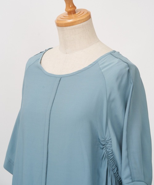 AS KNOW AS de base（アズノゥアズドゥバズ）の「トロミ切り替えワンピース（チュニック・レディース・ブラック/ライトグレー/サックスブルー・FREE）」の7枚目の写真