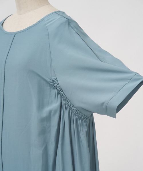 AS KNOW AS de base（アズノゥアズドゥバズ）の「トロミ切り替えワンピース（チュニック・レディース・ブラック/ライトグレー/サックスブルー・FREE）」の9枚目の写真