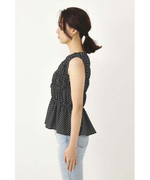 SHEL'TTER ORIGINAL（シェルターオリジナル）の「シャーリングノースリーブブラウス（タンクトップ・レディース・ブルー/ブラウン/ブラック系その他・FREE）」の6枚目の写真