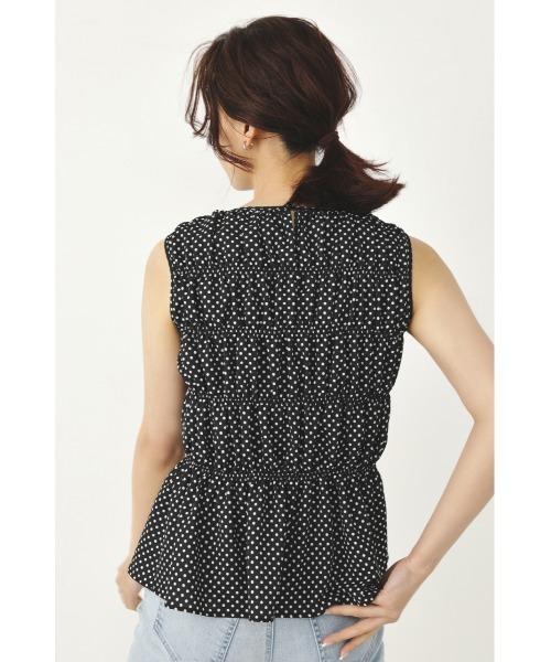 SHEL'TTER ORIGINAL（シェルターオリジナル）の「シャーリングノースリーブブラウス（タンクトップ・レディース・ブルー/ブラウン/ブラック系その他・FREE）」の7枚目の写真