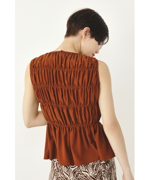 SHEL'TTER ORIGINAL（シェルターオリジナル）の「シャーリングノースリーブブラウス（タンクトップ・レディース・ブルー/ブラウン/ブラック系その他・FREE）」の10枚目の写真