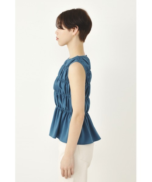 SHEL'TTER ORIGINAL（シェルターオリジナル）の「シャーリングノースリーブブラウス（タンクトップ・レディース・ブルー/ブラウン/ブラック系その他・FREE）」の12枚目の写真