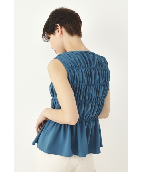 SHEL'TTER ORIGINAL（シェルターオリジナル）の「シャーリングノースリーブブラウス（タンクトップ・レディース・ブルー/ブラウン/ブラック系その他・FREE）」の13枚目の写真