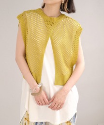 ANDJ | 2WAY透かし編みリネンタッチニットベスト(ベスト)