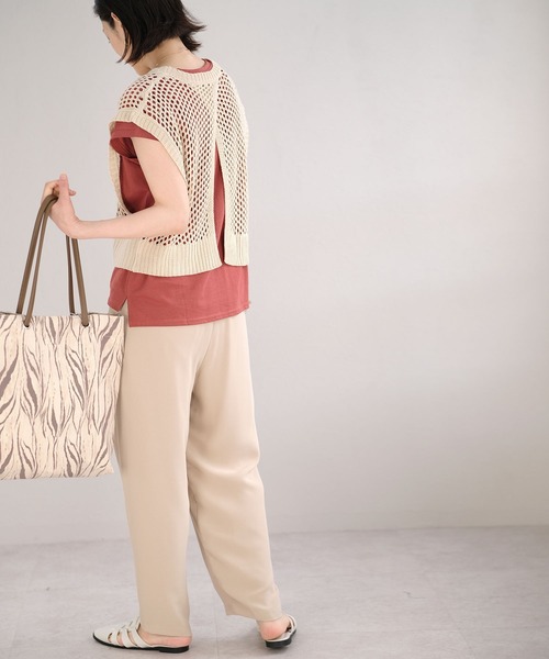 ＡＮＤＪ（アンドジェイ）の「2WAY透かし編みリネンタッチニットベスト（ベスト・レディース・グリーン/マスタード/ブラック/アイボリー・M）」の14枚目の写真