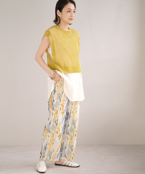 ＡＮＤＪ（アンドジェイ）の「2WAY透かし編みリネンタッチニットベスト（ベスト・レディース・グリーン/マスタード/ブラック/アイボリー・M）」の15枚目の写真