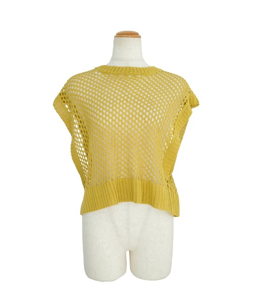 ＡＮＤＪ（アンドジェイ）の「2WAY透かし編みリネンタッチニットベスト（ベスト・レディース・グリーン/マスタード/ブラック/アイボリー・M）」の21枚目の写真