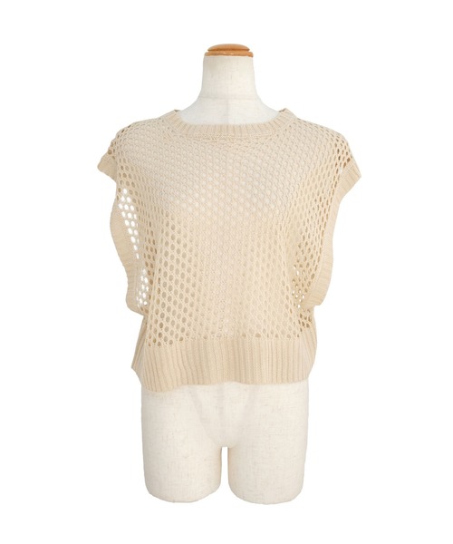 ＡＮＤＪ（アンドジェイ）の「2WAY透かし編みリネンタッチニットベスト（ベスト・レディース・グリーン/マスタード/ブラック/アイボリー・M）」の11枚目の写真