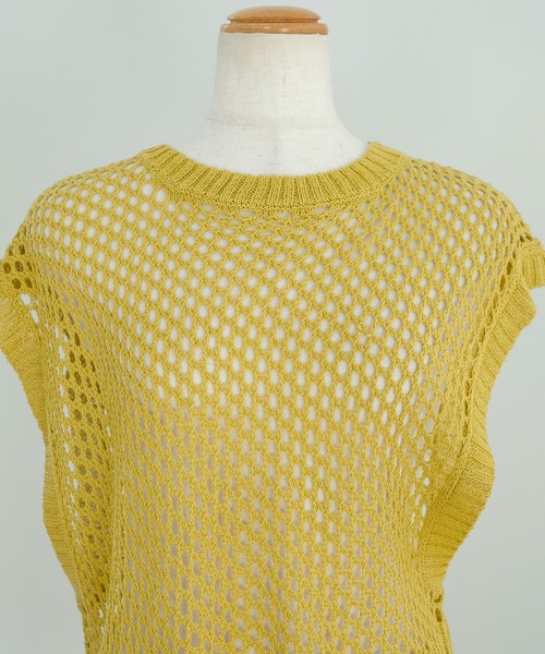 ＡＮＤＪ（アンドジェイ）の「2WAY透かし編みリネンタッチニットベスト（ベスト・レディース・グリーン/マスタード/ブラック/アイボリー・M）」の17枚目の写真