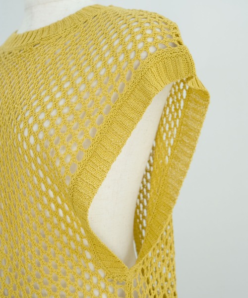 ＡＮＤＪ（アンドジェイ）の「2WAY透かし編みリネンタッチニットベスト（ベスト・レディース・グリーン/マスタード/ブラック/アイボリー・M）」の22枚目の写真