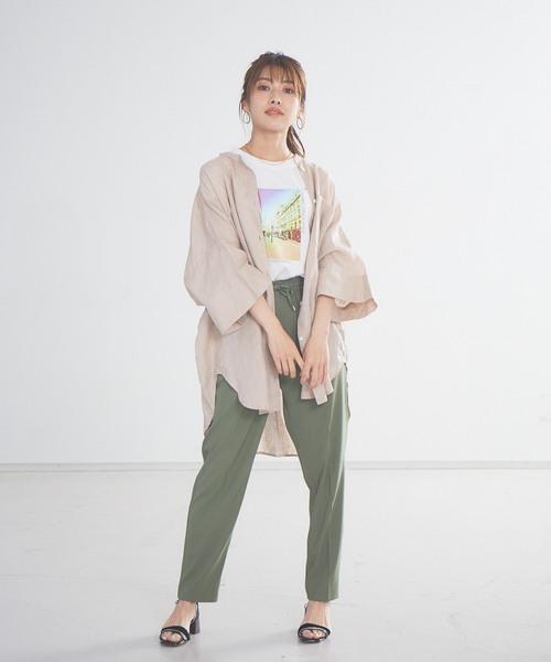 abahouse mavie（アバハウスマヴィ）の「ecru　フレンチリネンオーバーシャツ（シャツ/ブラウス・レディース・ホワイト/ブラック/ベージュ/ブラウン/ラベンダー・フリー）」の10枚目の写真