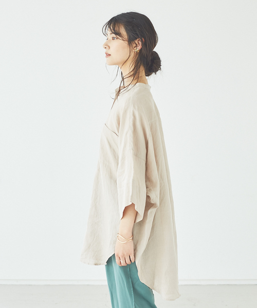 abahouse mavie（アバハウスマヴィ）の「ecru　フレンチリネンオーバーシャツ（シャツ/ブラウス・レディース・ホワイト/ブラック/ベージュ/ブラウン/ラベンダー・フリー）」の13枚目の写真