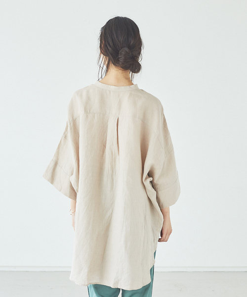 abahouse mavie（アバハウスマヴィ）の「ecru　フレンチリネンオーバーシャツ（シャツ/ブラウス・レディース・ホワイト/ブラック/ベージュ/ブラウン/ラベンダー・フリー）」の14枚目の写真