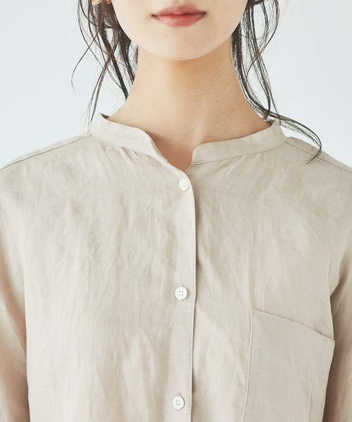 abahouse mavie（アバハウスマヴィ）の「ecru　フレンチリネンオーバーシャツ（シャツ/ブラウス・レディース・ホワイト/ブラック/ベージュ/ブラウン/ラベンダー・フリー）」の15枚目の写真