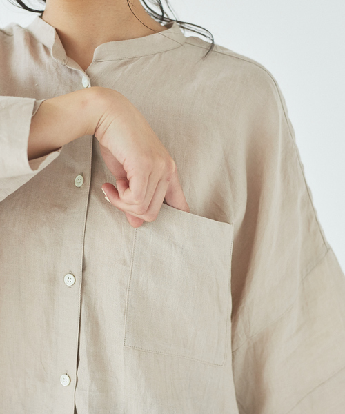 abahouse mavie（アバハウスマヴィ）の「ecru　フレンチリネンオーバーシャツ（シャツ/ブラウス・レディース・ホワイト/ブラック/ベージュ/ブラウン/ラベンダー・フリー）」の18枚目の写真