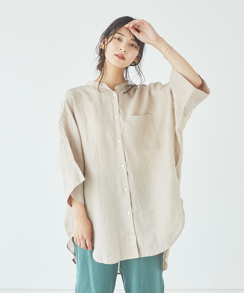 abahouse mavie（アバハウスマヴィ）の「ecru　フレンチリネンオーバーシャツ（シャツ/ブラウス・レディース・ホワイト/ブラック/ベージュ/ブラウン/ラベンダー・フリー）」の20枚目の写真