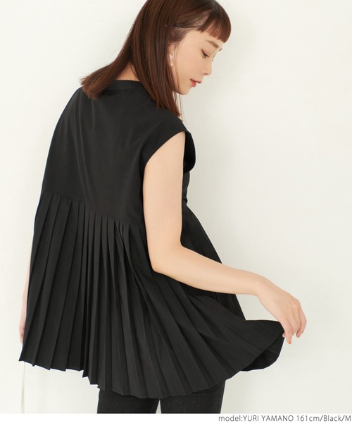 coca（coca）（コカ）の「裾プリーツスタンドカラーシャツ（シャツ/ブラウス・レディース・ホワイト/ブラック・M/L）」の5枚目の写真