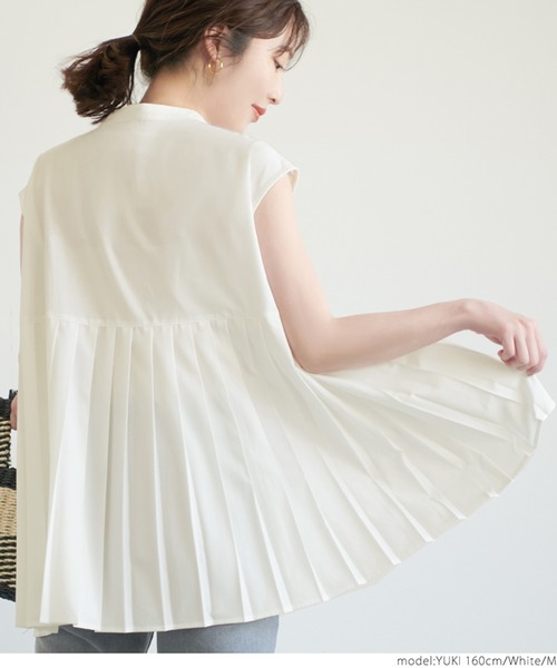 coca（coca）（コカ）の「裾プリーツスタンドカラーシャツ（シャツ/ブラウス・レディース・ホワイト/ブラック・M/L）」の11枚目の写真