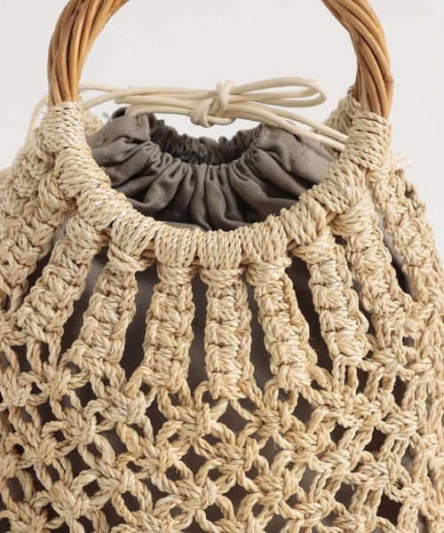 VIOLAd'ORO（ヴィオラドーロ）の「VIOLAｄ′OROヴィオラドーロ/巾着インナー付きアバカ素材編み込みカゴBAG（かごバッグ・レディース・ブラウン/ナチュラル・FREE）」の10枚目の写真
