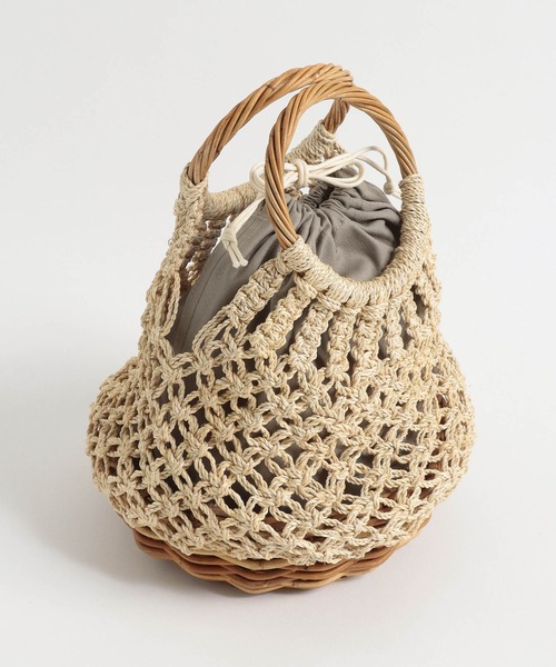 VIOLAd'ORO（ヴィオラドーロ）の「VIOLAｄ′OROヴィオラドーロ/巾着インナー付きアバカ素材編み込みカゴBAG（かごバッグ・レディース・ブラウン/ナチュラル・FREE）」の16枚目の写真