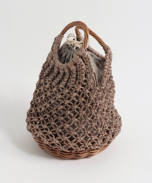 VIOLAd'ORO（ヴィオラドーロ）の「VIOLAｄ′OROヴィオラドーロ/巾着インナー付きアバカ素材編み込みカゴBAG（かごバッグ・レディース・ブラウン/ナチュラル・FREE）」の20枚目の写真