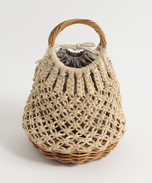 VIOLAd'ORO（ヴィオラドーロ）の「VIOLAｄ′OROヴィオラドーロ/巾着インナー付きアバカ素材編み込みカゴBAG（かごバッグ・レディース・ブラウン/ナチュラル・FREE）」の19枚目の写真