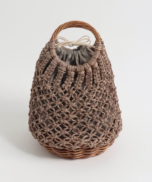 VIOLAd'ORO（ヴィオラドーロ）の「VIOLAｄ′OROヴィオラドーロ/巾着インナー付きアバカ素材編み込みカゴBAG（かごバッグ・レディース・ブラウン/ナチュラル・FREE）」の22枚目の写真