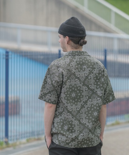 SIDEWAY STANCE（サイドウェイスタンス）の「【SIDEWAY STANCE】 ペイズリーバンダナ柄 ＆ デニム 半袖 オープンカラーシャツ セットアップ対応（シャツ/ブラウス・メンズ・ブラック/カーキ/ベージュ/ネイビー/ホワイト・LARGE/MEDIUM/X-LARGE）」の21枚目の写真