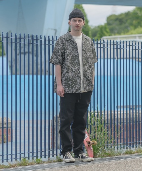 SIDEWAY STANCE（サイドウェイスタンス）の「【SIDEWAY STANCE】 ペイズリーバンダナ柄 ＆ デニム 半袖 オープンカラーシャツ セットアップ対応（シャツ/ブラウス・メンズ・ブラック/カーキ/ベージュ/ネイビー/ホワイト・LARGE/MEDIUM/X-LARGE）」の22枚目の写真