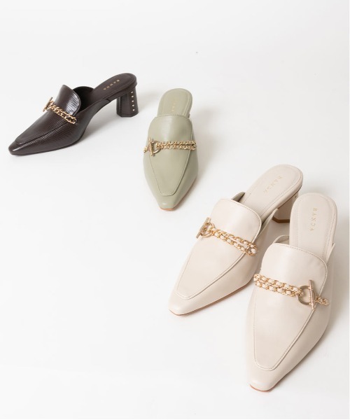 RANDA（ランダ）の「ヒールデザインチェーンミュールパンプス（パンプス・レディース・ダークブラウン/グリーン/クリーム・LL/M/L/S）」の16枚目の写真