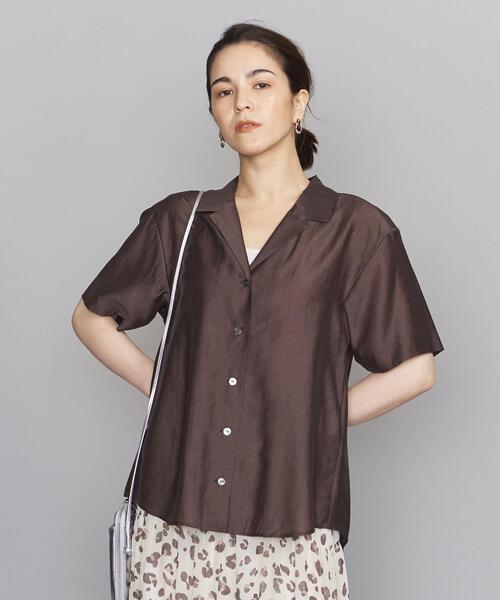 BEAUTY&YOUTH UNITED ARROWS（ビューティーアンドユースユナイテッドアローズ）の「BY オープンカラー5分袖シャツ◆（シャツ/ブラウス・レディース・ダークブラウン/シャーベット/ライム・FREE）」の2枚目の写真