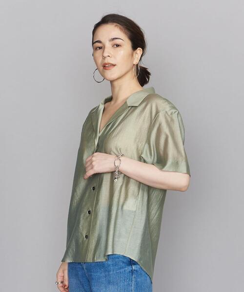 BEAUTY&YOUTH UNITED ARROWS（ビューティーアンドユースユナイテッドアローズ）の「BY オープンカラー5分袖シャツ◆（シャツ/ブラウス・レディース・ダークブラウン/シャーベット/ライム・FREE）」の3枚目の写真