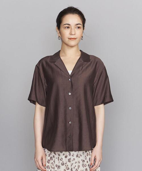 BEAUTY&YOUTH UNITED ARROWS（ビューティーアンドユースユナイテッドアローズ）の「BY オープンカラー5分袖シャツ◆（シャツ/ブラウス・レディース・ダークブラウン/シャーベット/ライム・FREE）」の4枚目の写真