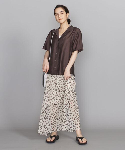 BEAUTY&YOUTH UNITED ARROWS（ビューティーアンドユースユナイテッドアローズ）の「BY オープンカラー5分袖シャツ◆（シャツ/ブラウス・レディース・ダークブラウン/シャーベット/ライム・FREE）」の7枚目の写真