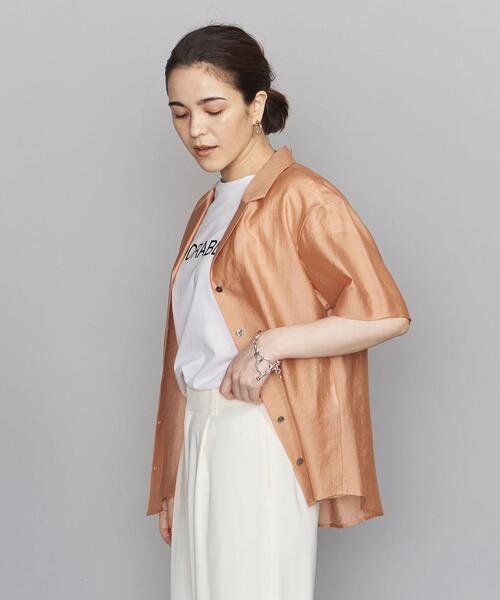 BEAUTY&YOUTH UNITED ARROWS（ビューティーアンドユースユナイテッドアローズ）の「BY オープンカラー5分袖シャツ◆（シャツ/ブラウス・レディース・ダークブラウン/シャーベット/ライム・FREE）」の9枚目の写真